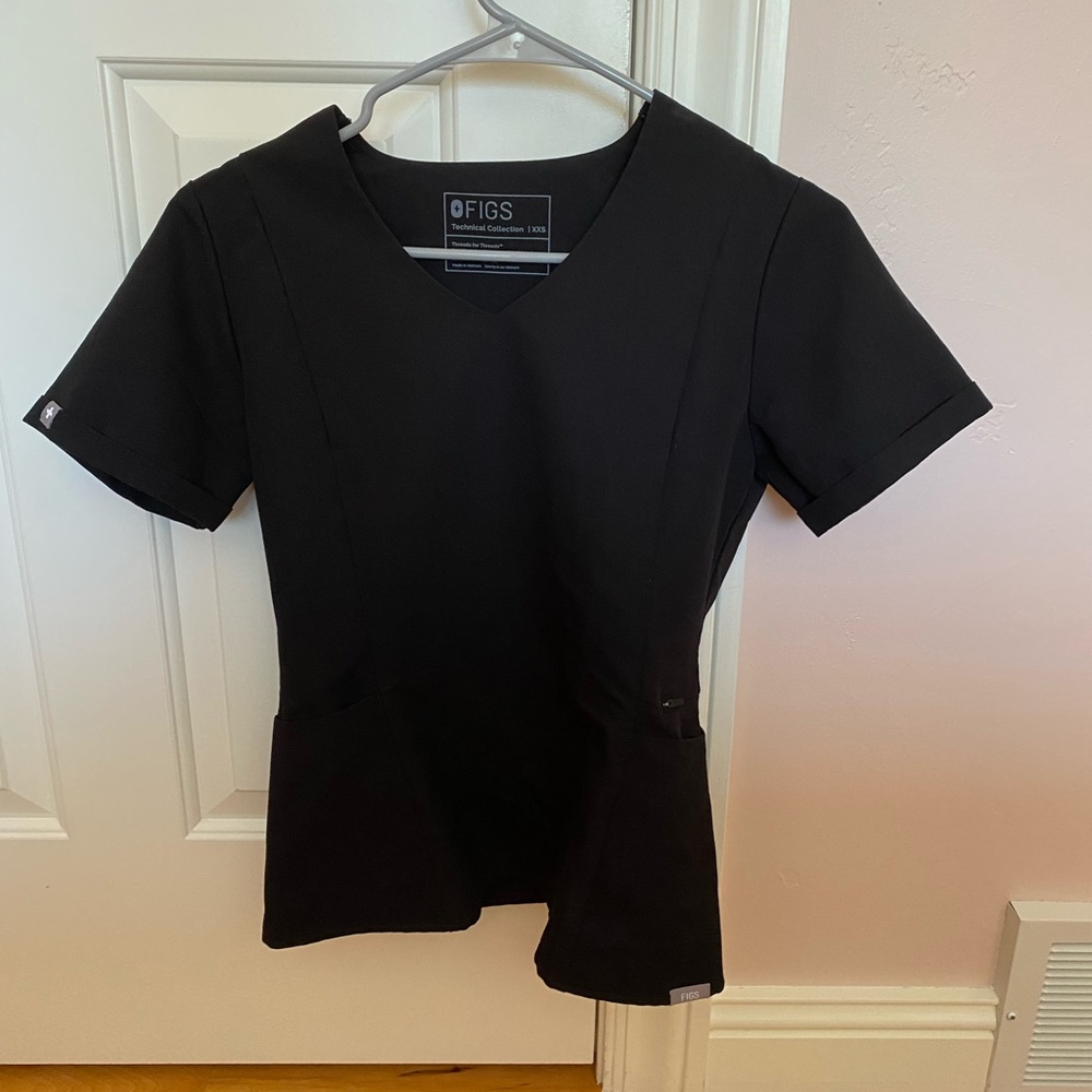 Figs Black Inala - V-Neck Scrub Top - XXS / Black